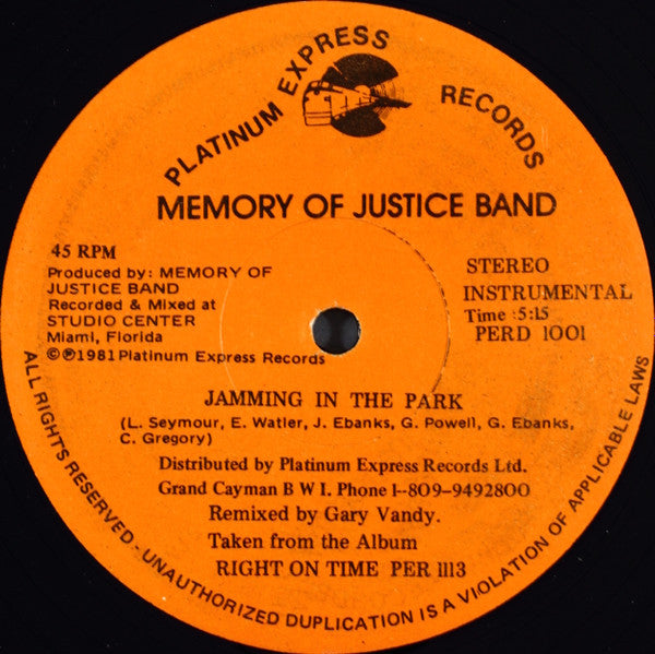 Memory Of Justice Band : Jamming In The Park (12")