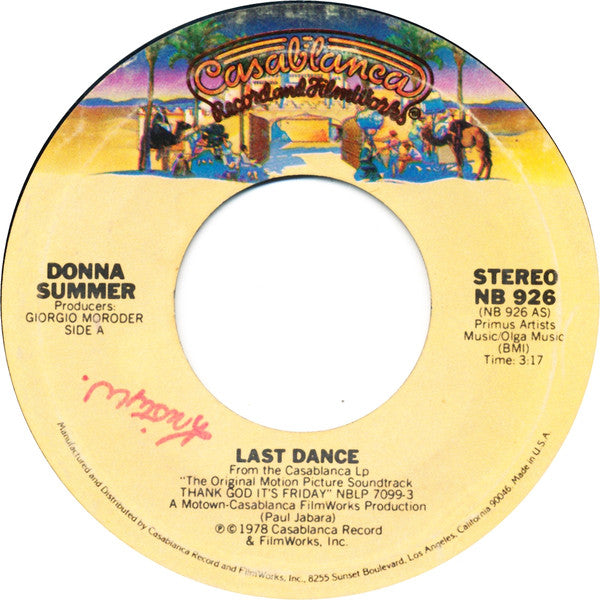 Donna Summer : Last Dance (7", Single, Styrene, Pit)