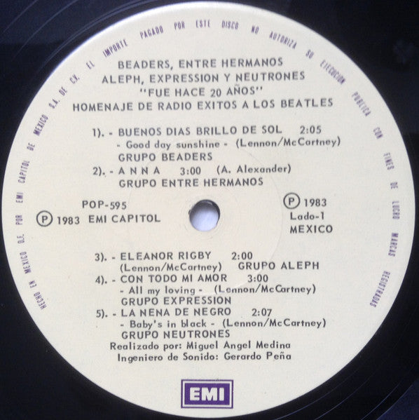 Various : Yeah Yeah Yeah - Fue Hace 20 Años" Homenaje De Radio Éxitos A Los Beatles (LP, Comp)