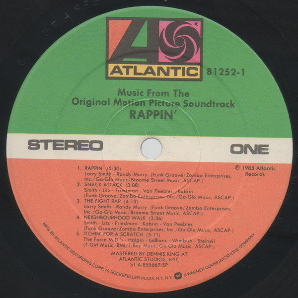 Various : Rappin' (Music From The Original Motion Picture Soundtrack) (LP, Comp)