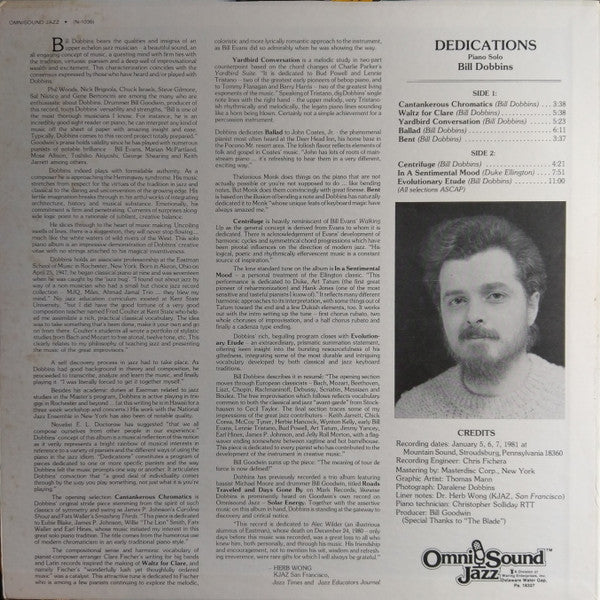 Bill Dobbins : Dedications (LP, Album)
