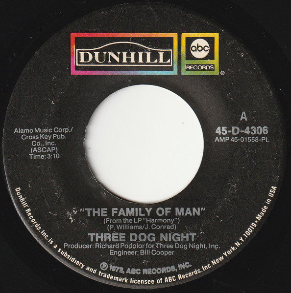 Three Dog Night : The Family Of Man / Going In Circles (7", Single)