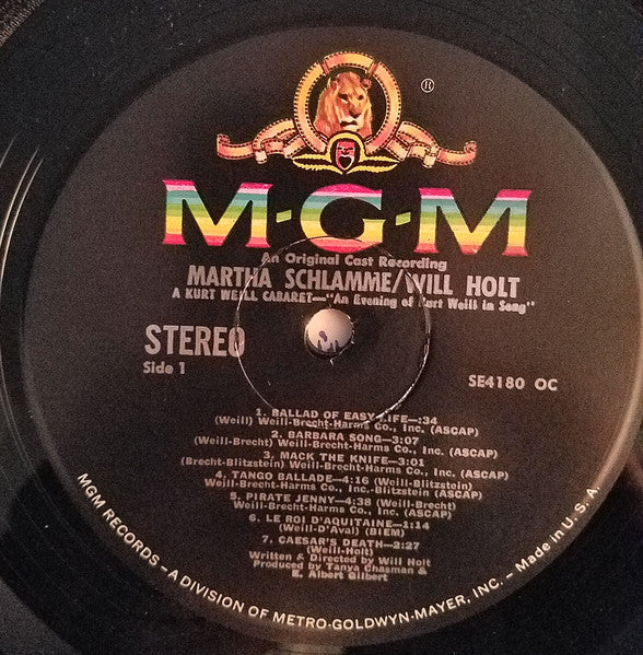 Martha Schlamme, Will Holt : A Kurt Weill Cabaret (LP, Album)