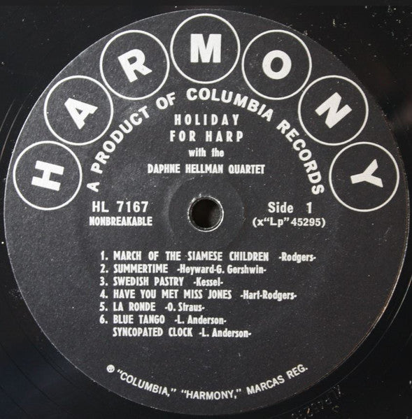 Daphne Hellman Quartet : Holiday For Harp (LP, Album, Mono)