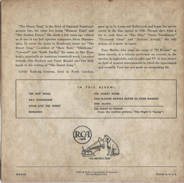 Kathryn Grayson And Tony Martin (3) : The Desert Song (2x7", Album)