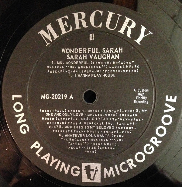 Sarah Vaughan : Wonderful Sarah (LP, Album)