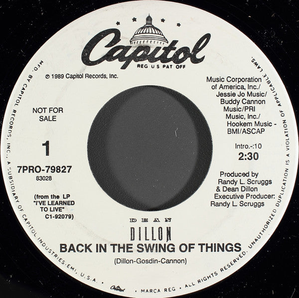 Dean Dillon : Back In The Swing Of Things (7", Promo)