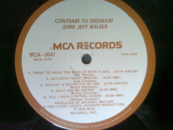 Jerry Jeff* : Contrary To Ordinary (LP, Album, Gat)