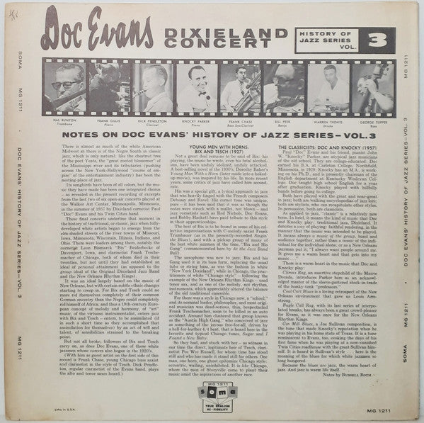 Doc Evans : Doc Evans Dixieland Concert (Vol. 3) (LP)