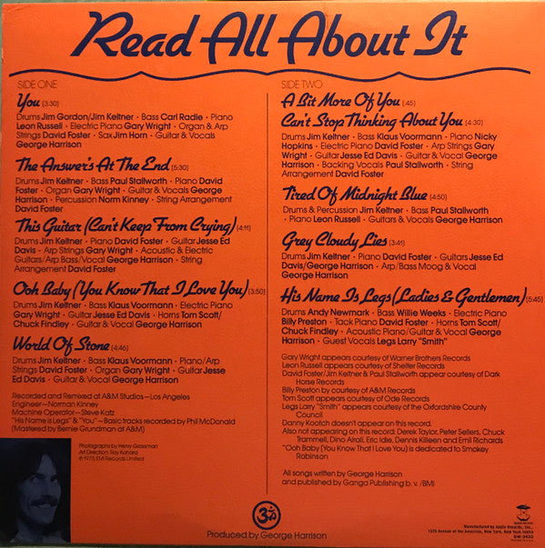 George Harrison : Extra Texture (Read All About It) (LP, Album, Los)