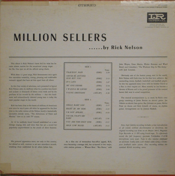 Rick Nelson* : Million Sellers (LP, Comp)