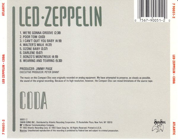 Led Zeppelin : Coda (CD, Album, RE)