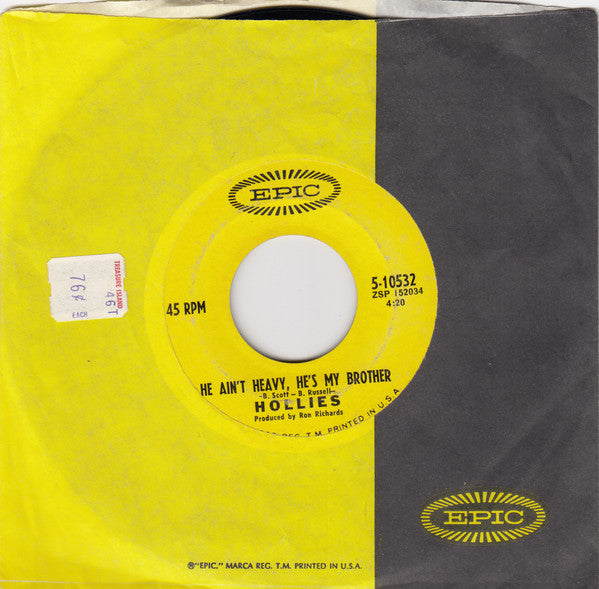 Hollies* : He Ain't Heavy, He's My Brother (7", Single, Mono, Styrene, Ter)