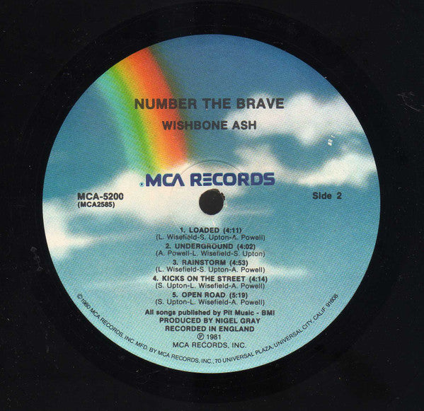 Wishbone Ash : Number The Brave (LP, Album, Pin)