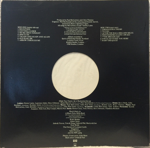 Wings (2) : Back To The Egg (LP, Album, No )