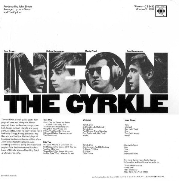 The Cyrkle : Neon (LP, Album, Pit)