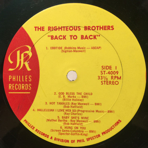 The Righteous Brothers : Back To Back (LP, Album)