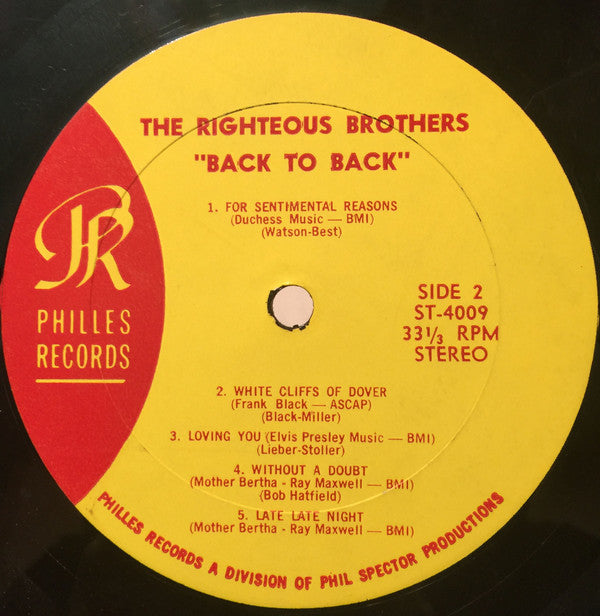 The Righteous Brothers : Back To Back (LP, Album)