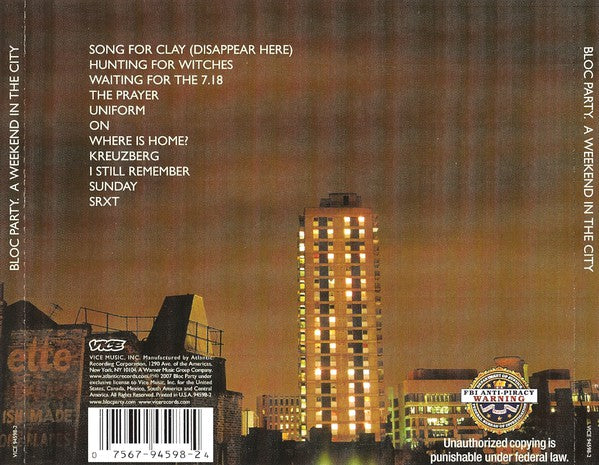 Bloc Party : A Weekend In The City (CD, Album)