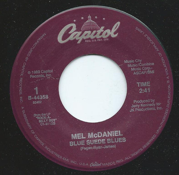 Mel McDaniel : Blue Suede Blues (7", Single)