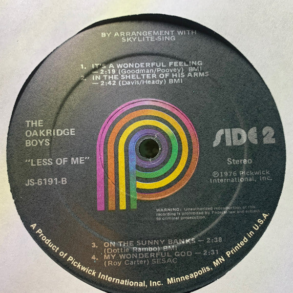 The Oak Ridge Boys : Less Of Me (LP, Album)