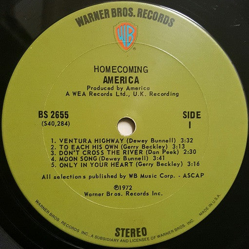 America (2) : Homecoming (LP, Album, San)