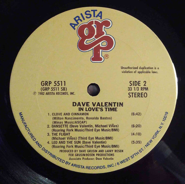 Dave Valentin : In Love's Time (LP, Album, Ter)