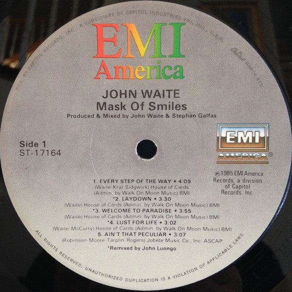 John Waite : Mask Of Smiles (LP, Album, Jac)
