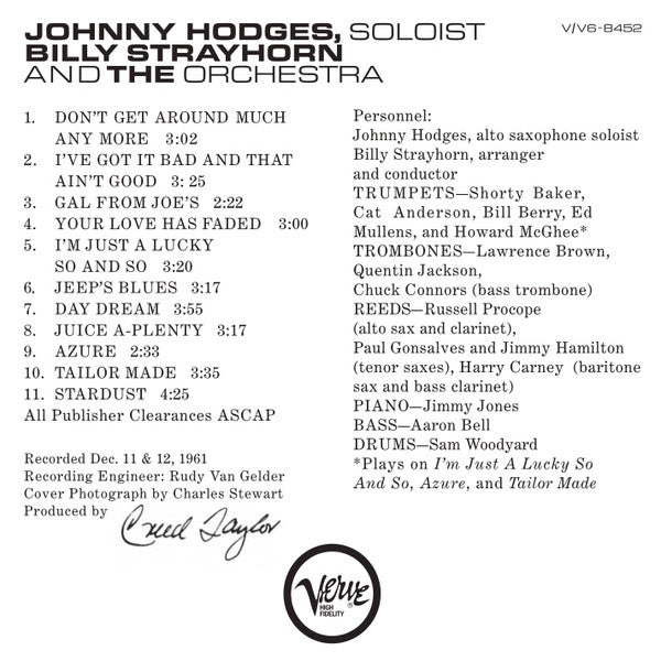 Johnny Hodges With Billy Strayhorn : Johnny Hodges With Billy Strayhorn And The Orchestra (SACD, Hybrid, Album, RE, RM)