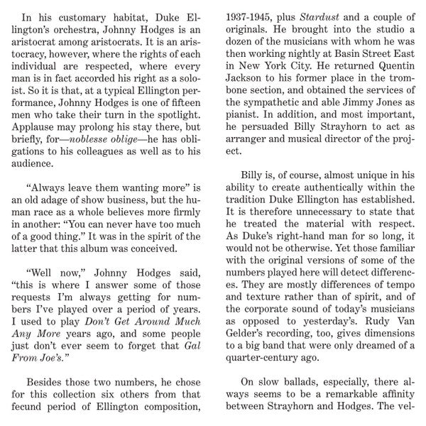 Johnny Hodges With Billy Strayhorn : Johnny Hodges With Billy Strayhorn And The Orchestra (SACD, Hybrid, Album, RE, RM)