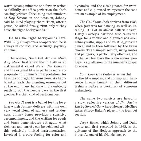 Johnny Hodges With Billy Strayhorn : Johnny Hodges With Billy Strayhorn And The Orchestra (SACD, Hybrid, Album, RE, RM)