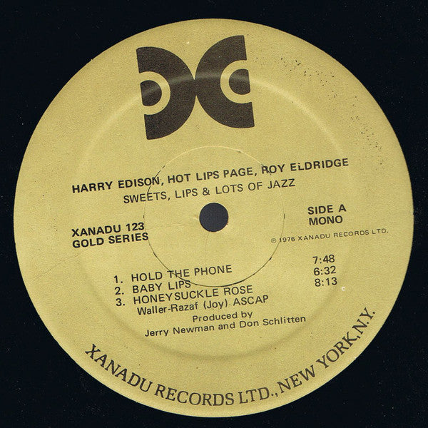 Harry Edison / Hot Lips Page / Roy Eldridge : Sweets, Lips & Lots Of Jazz (LP, Album, Mono, RM)