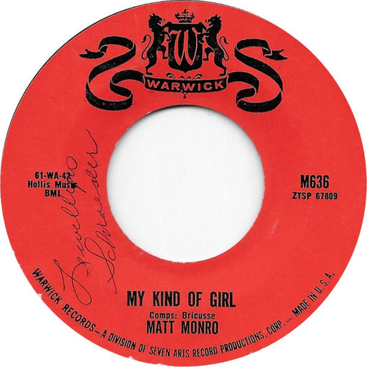 Matt Monro : My Kind Of Girl / This Time (7", Single)