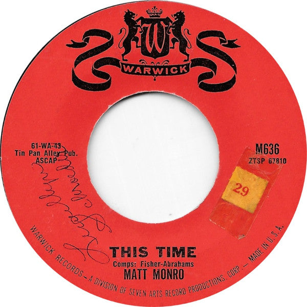Matt Monro : My Kind Of Girl / This Time (7", Single)