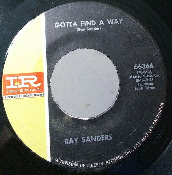 Ray Sanders : Beer Drinkin' Music / Gotta Find A Way (7", Sou)