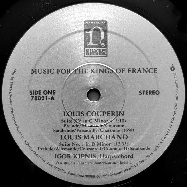 Igor Kipnis : Music For The Kings Of France: Suites By Francois and Louis Couperin and Louis Marchand (LP, Album, Club, Col)