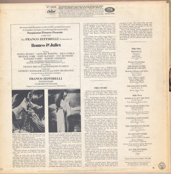 Nino Rota : Romeo & Juliet (LP, Album, Jac)