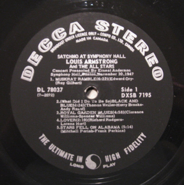 Louis Armstrong And The All Stars* : Satchmo At Symphony Hall (2xLP, Album, Gat)