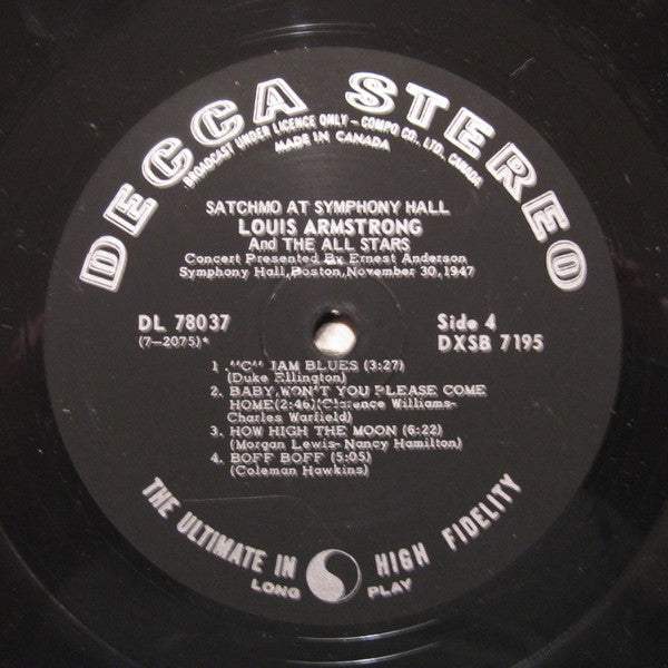 Louis Armstrong And The All Stars* : Satchmo At Symphony Hall (2xLP, Album, Gat)