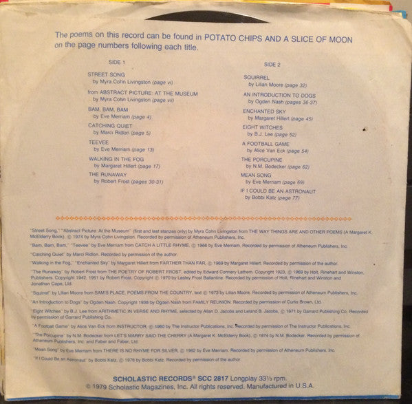 Glenn Kezer And Jenna Whidden : Selections From Potato Chips And A Slice Of Moon: Poems You'll Like (7", MiniAlbum)