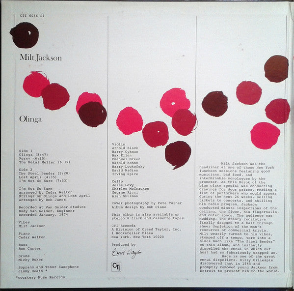 Milt Jackson : Olinga (LP, Album, Gat)