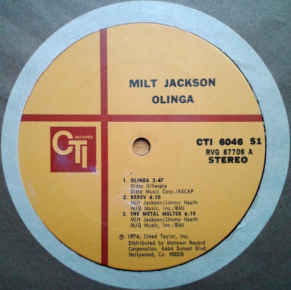 Milt Jackson : Olinga (LP, Album, Gat)