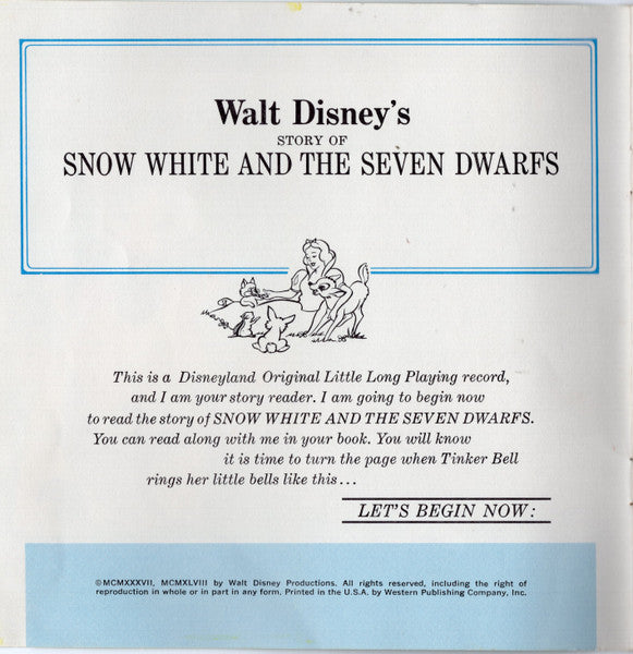 Robie Lester, Unknown Artist : Walt Disney's Story Of Snow White And The Seven Dwarfs (7", RP)