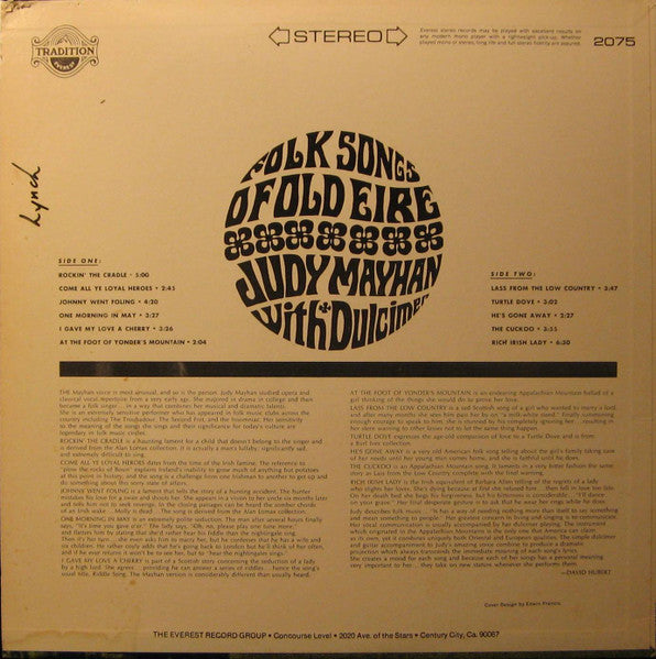 Judy Mayhan : Folk Songs Of Old Eire (LP, Album, RE)