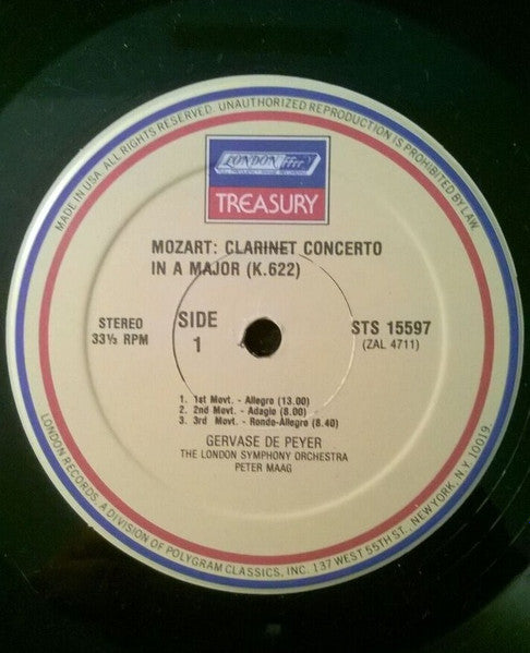 Mozart*, Barry Tuckwell, Gervase de Peyer, Peter Maag, London Symphony Orchestra : Clarinet Concerto / Horn Concertos Nos. 1 & 3 (LP, Album, RE)