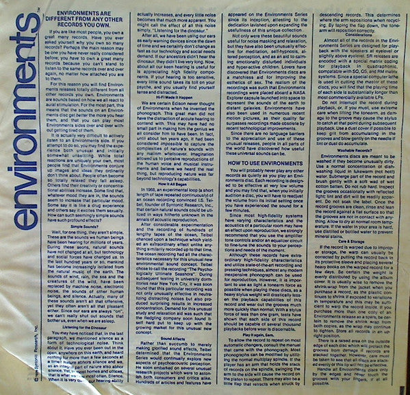 No Artist : Environments Disc 11 (Alpine Blizzard / Country Thunderstorm) (LP, Album, Quad)