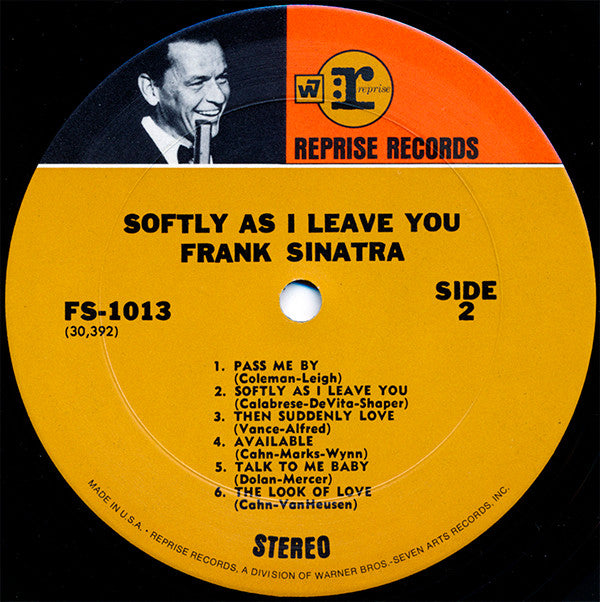 Frank Sinatra : Softly, As I Leave You (LP, Album, RP)