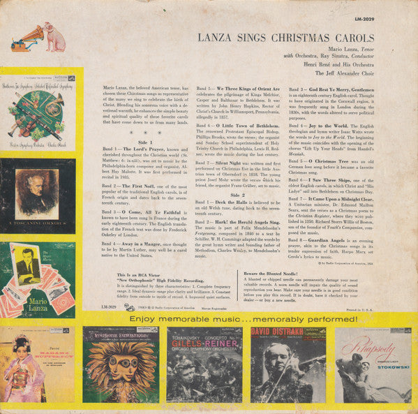 Mario Lanza : Lanza Sings Christmas Carols (LP, Album)
