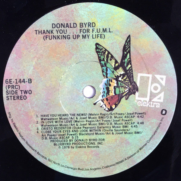 Donald Byrd : Thank You … For F.U.M.L. (Funking Up My Life) (LP, Album, PRC)