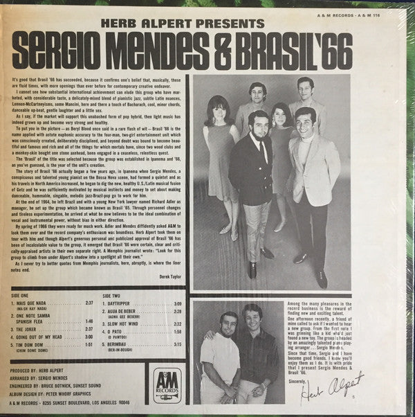 Sérgio Mendes & Brasil '66 : Herb Alpert Presents Sergio Mendes & Brasil '66 (LP, Album, Mon)